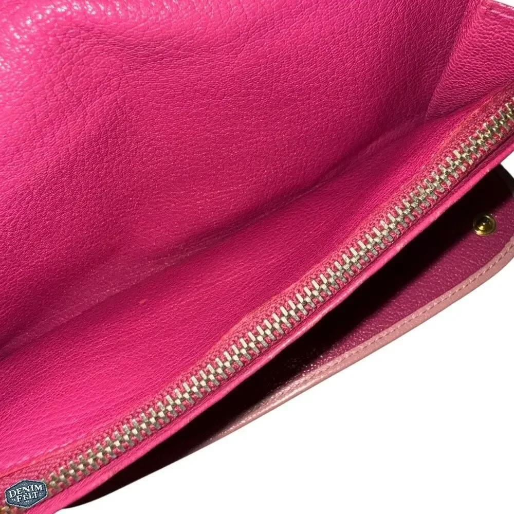 Miu‎ Miu Pink Bicolor/Two Tone Leather Continental Flap Snap Long Wallet